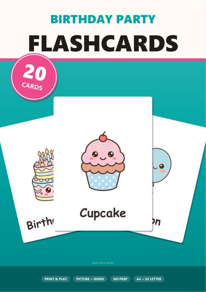 Birthday party flashcards cover