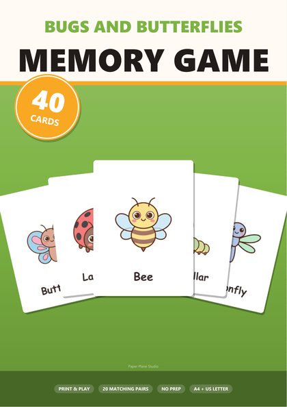 Bugs and butterflies memory game cover