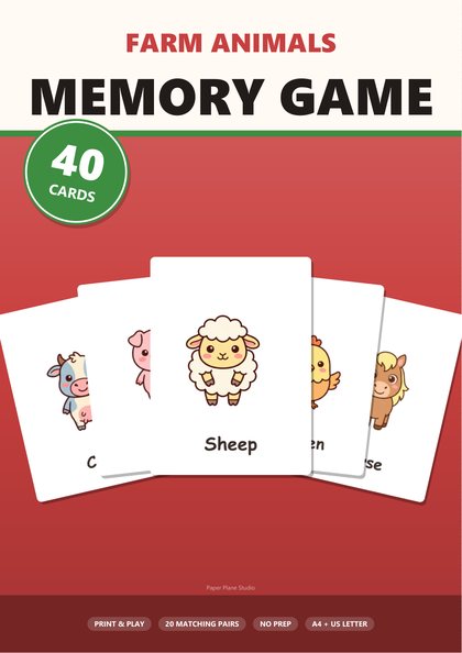 Farm animals memory game cover