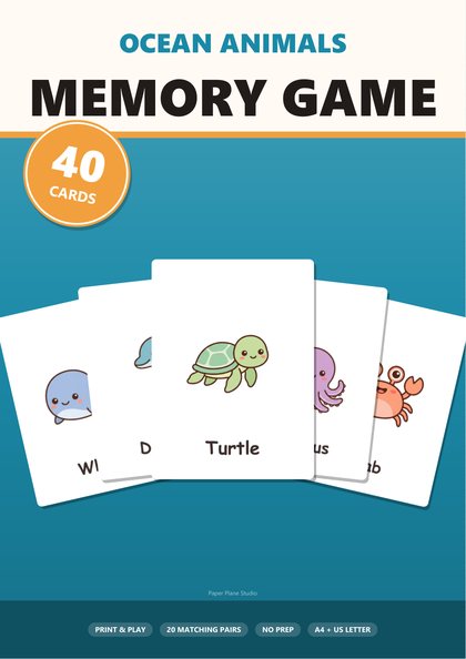 Ocean animals memory game cover