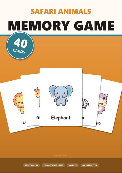 Safari animals memory game cover