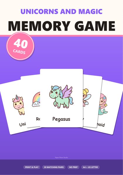 Unicorns and magic memory game cover